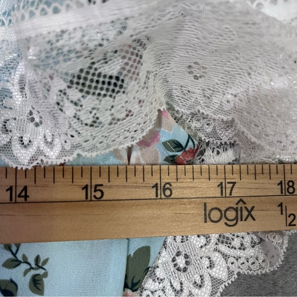 Scarlet Darkness Romantic Long Dress Blue Pink Floral Lace Collar Womens Small - Picture 8 of 11